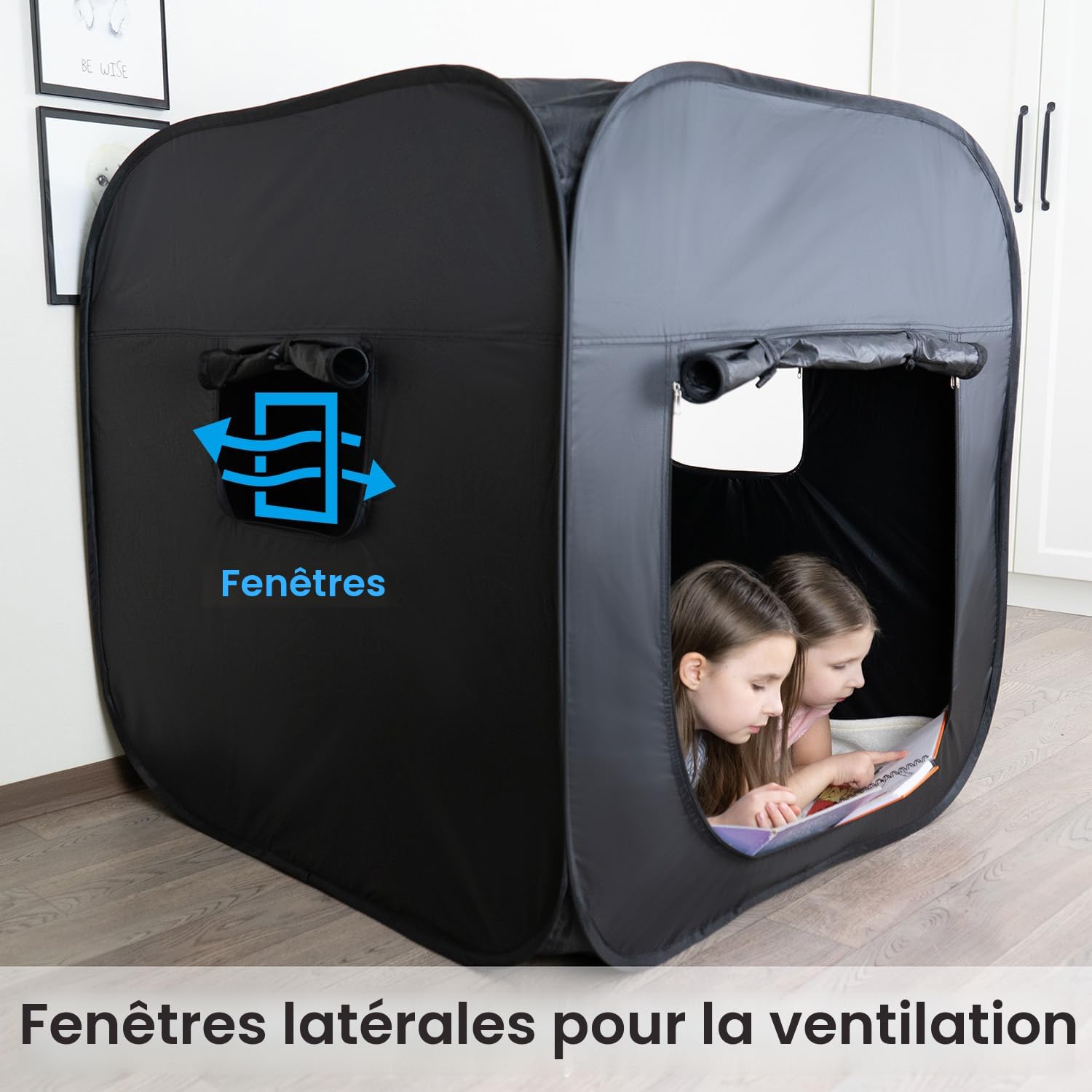 Tente Sensorielle Pop-up Pour Enfants - Coin Calme, Anti-Stimuli (Noir 78x78x88 Cm)