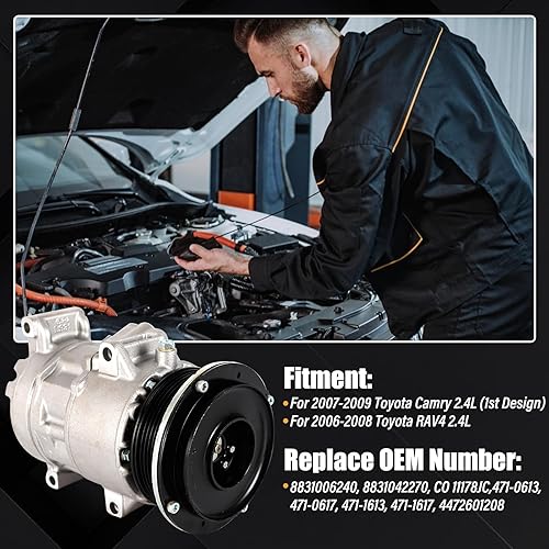 Miniatura 5 de Compresor de aire acondicionado con embrague para Toyota Camry 2007-2009 2.4L RAV4 2006-2008 2.4L CO 11178JC 8831006240 8831042270 CO 11178JC