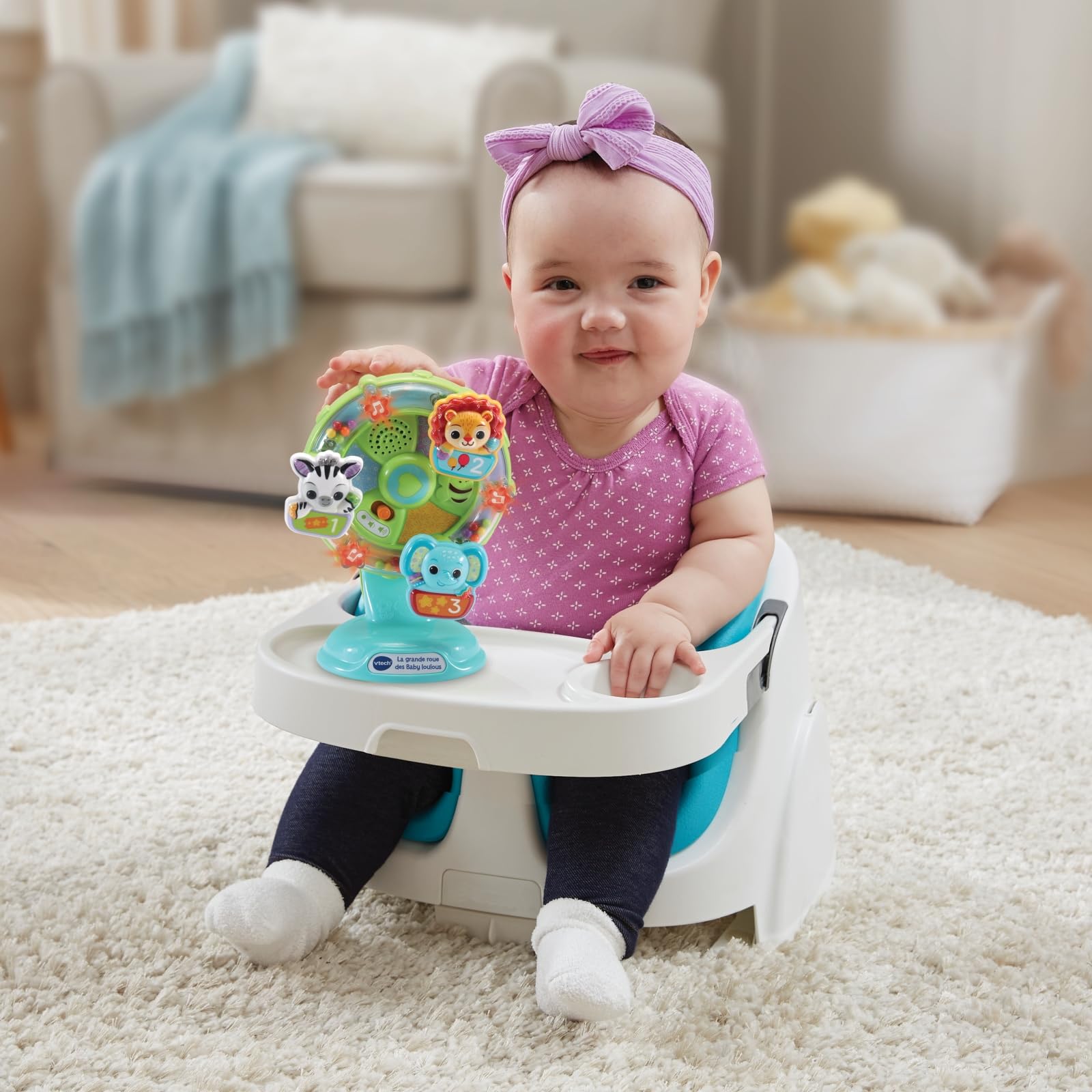 VTech Baby Ruota Panoramica, Gioco Interattivo Bambino con Sensore di Movimento e Stelle Colorate, Supporto con Ventosa, più di 45 Canzoni e Suoni, Lingua Italiana, Batterie Incluse, 6-36 Mesi