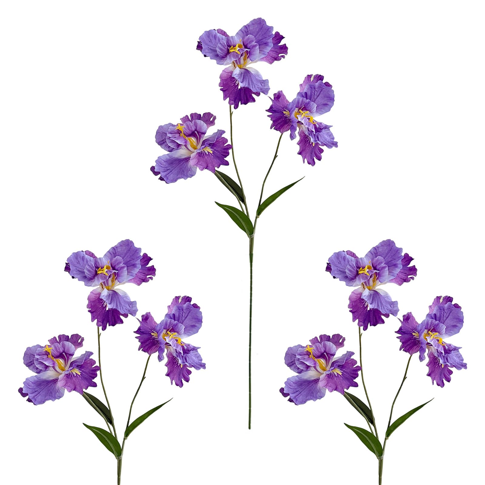 ZEPFJHE Beautiful 3 of Simulated Irises Flower Sturdy Silk Arrangement Fading Resistant Artificial Stems for Parties Realistic Blossomy Decors
