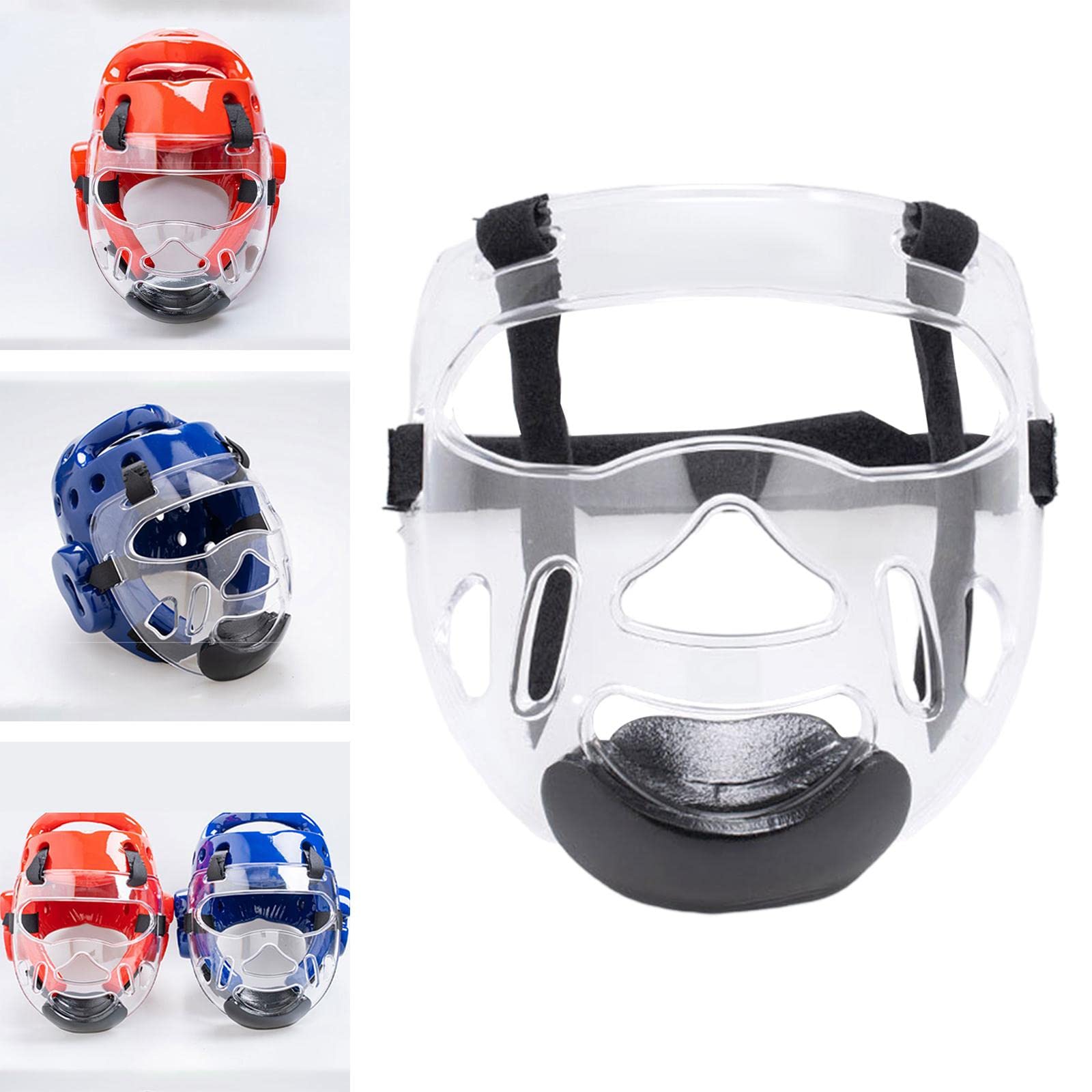 DYNWAVE Transparent Taekwondo Mask, Protective Removable Head Cover, Face Shield, Face Guard Thickening for Martial Arts, Sanda, Karate, Sparring, Boxing, Kids