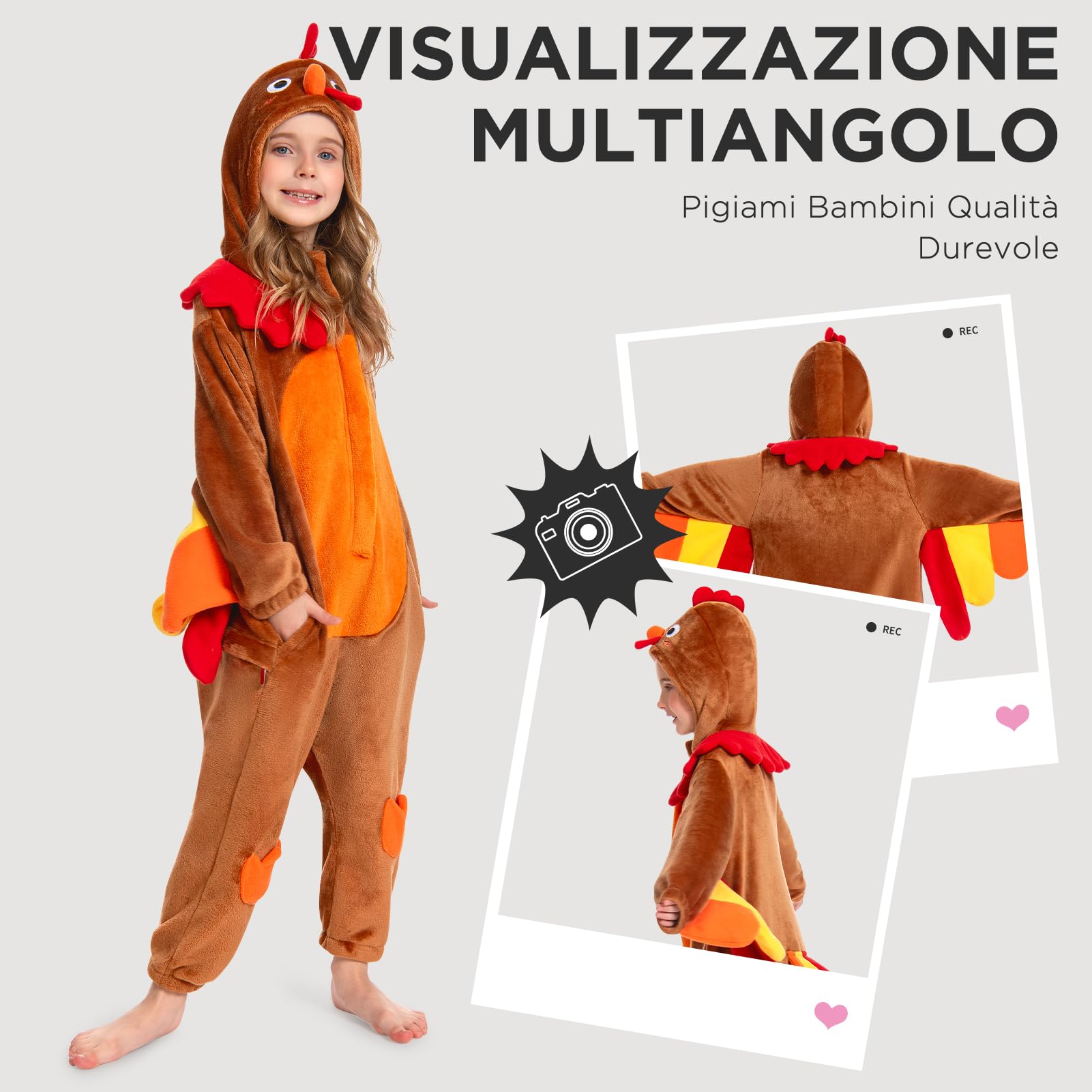 OLAOLA Pigiama Intero per Bambini Bambine Unisex Morbido Onesie Costume da Animale Pigiama per Carnevale Halloween Natale