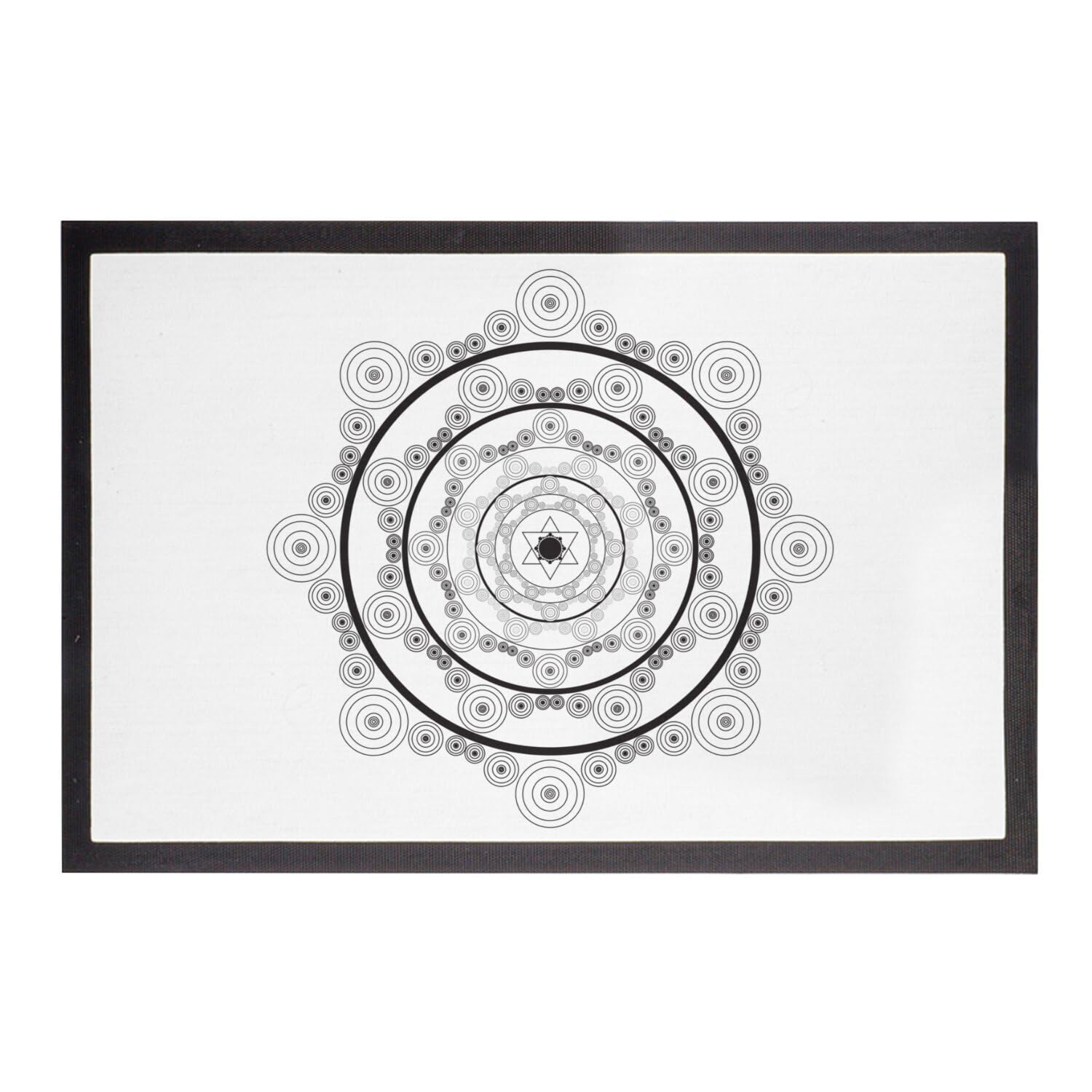 Paillasson Mandala Yoga Noir et Blanc - Tapis d'Entrée Méditation 75x50cm