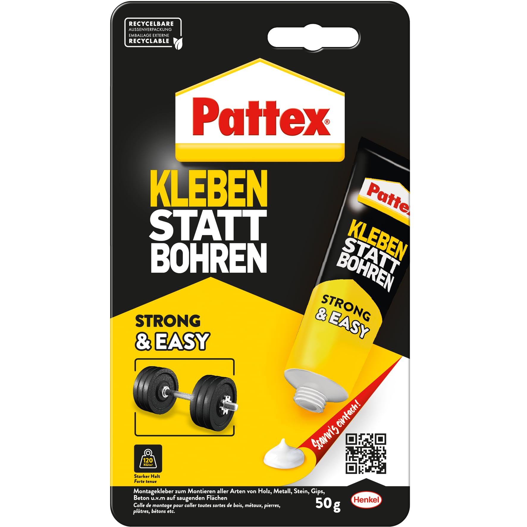 Pattex Montagekleber – Kleben statt Bohren Wandkleber, 50 g
