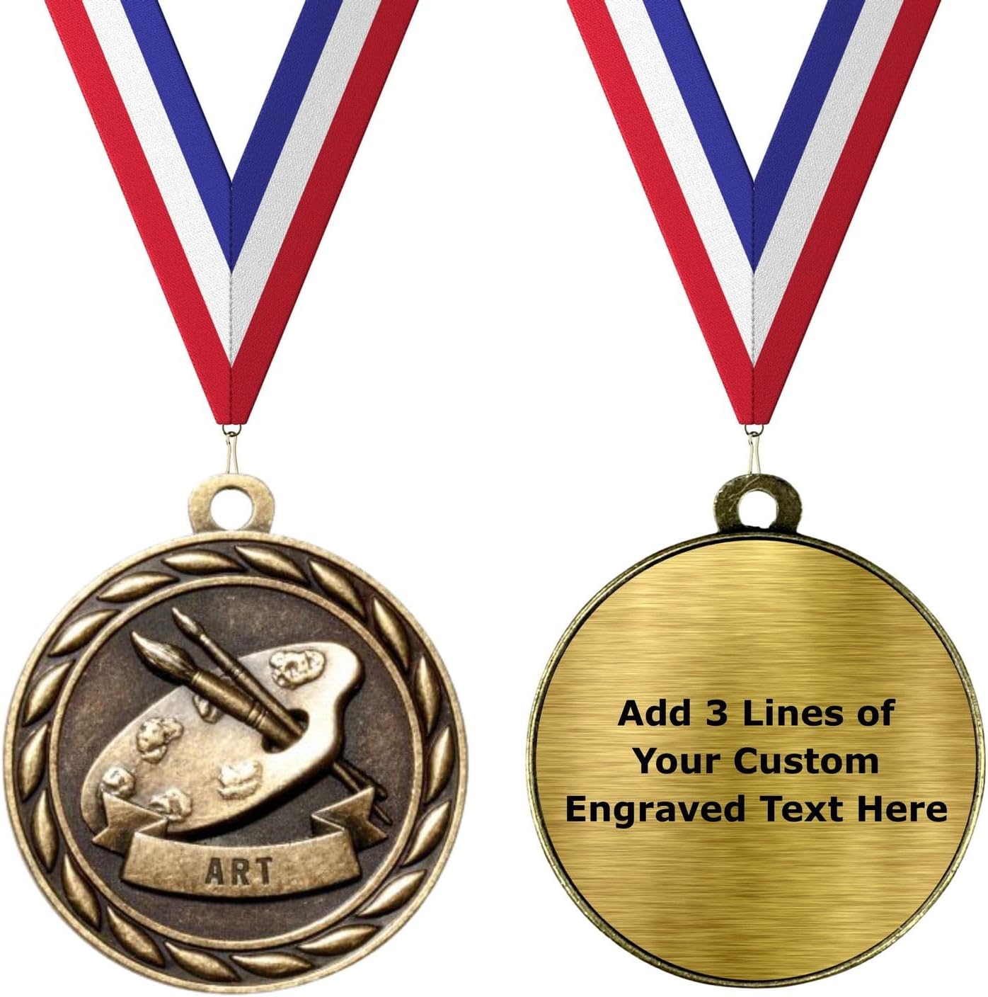 Express Medals Pack of 10 (or More) 2 Inch Gold Art Award Medals Variations with or Without Engraving Personalization Engraved Custom Text Names