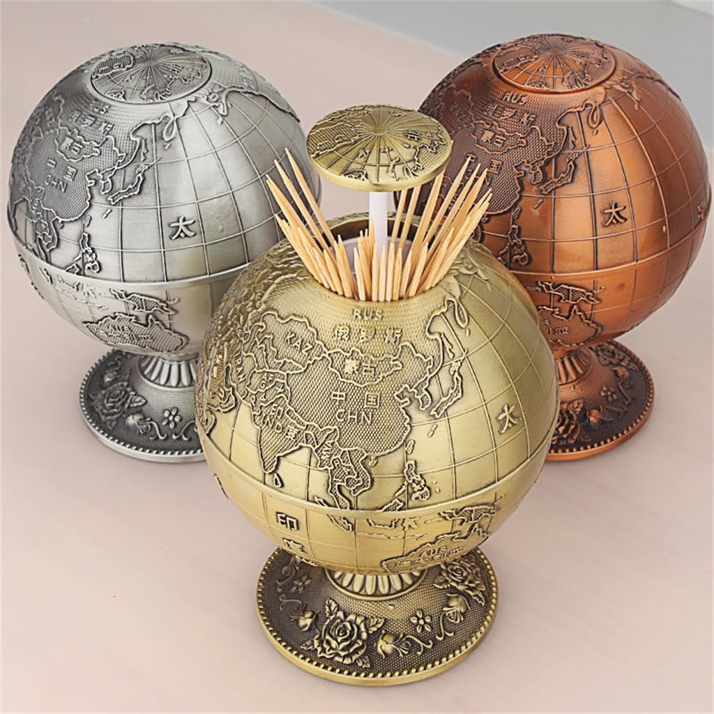 The Globe Nordic Toothpick Box Personality Press Automatically s Out of The Home Living Room Metal Retro(E)