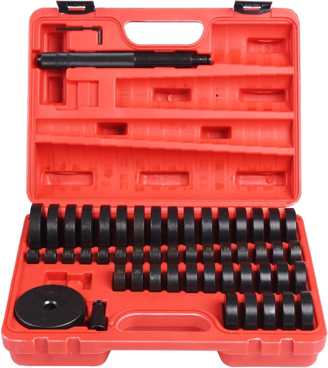 Bushing Removal Tool, Bushing Driver Set or Bushing Press Kit, 50 Piece Seal Drive Set or Interchangeable Discs for Bushing Tools Includes a Heavy-Duty Handy Case