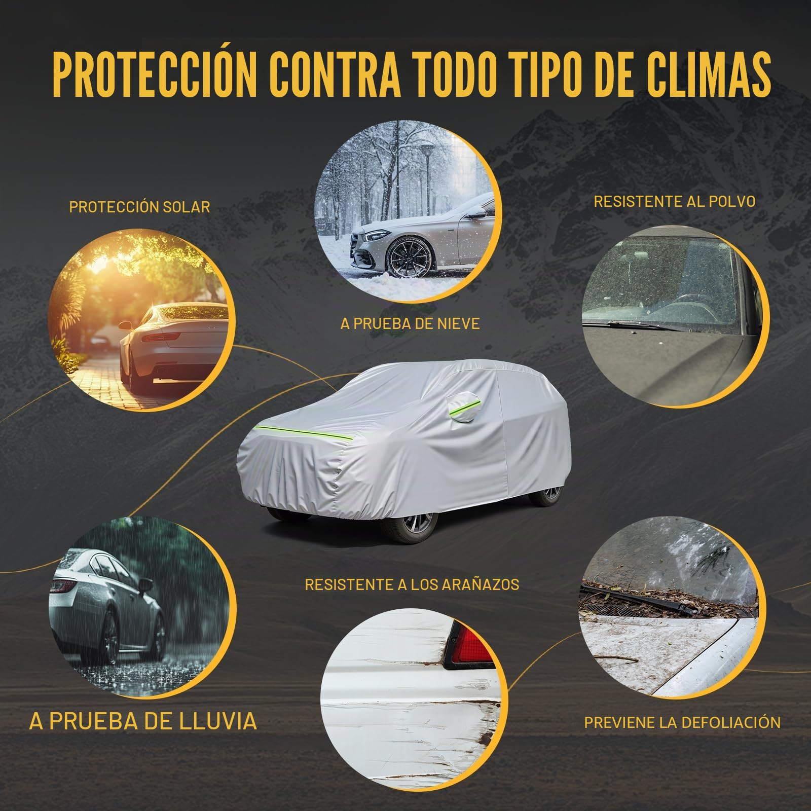 Favoto Funda de Coche Exterior Impermeable Transpirable Compatibles con Audi Q2/Q3 BMW X1/X2 Volvo XC40 Anti-UV Transpirable Resistente al Polvo Lluvia Rasguño Nieve al Aire Libre Plateado