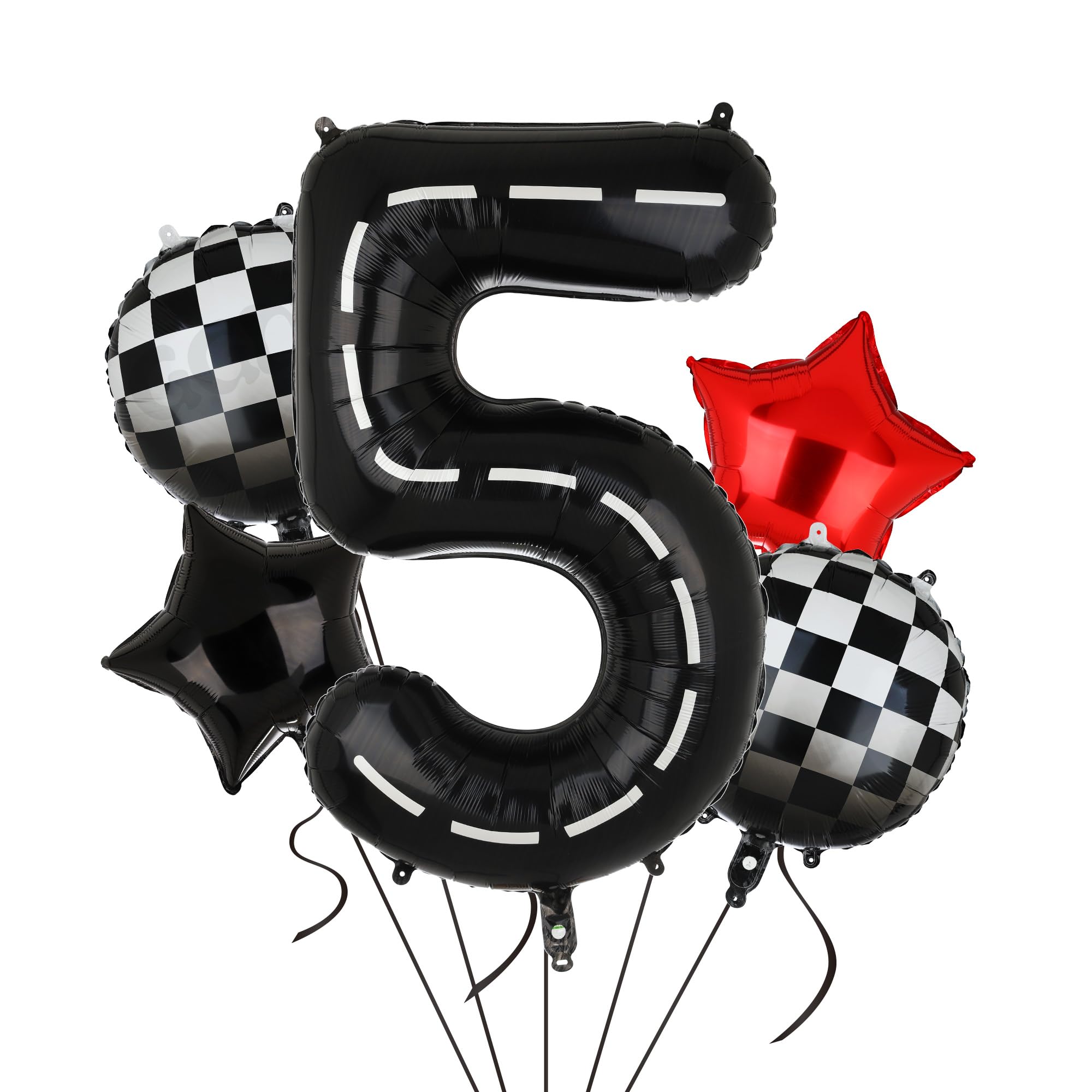 Race Car Birthday Balloons 40 Inch Racetrack Number Balloon 5 Black Boys 5st Birthday Race Car Theme Party Decor Supplies 5 Pcs