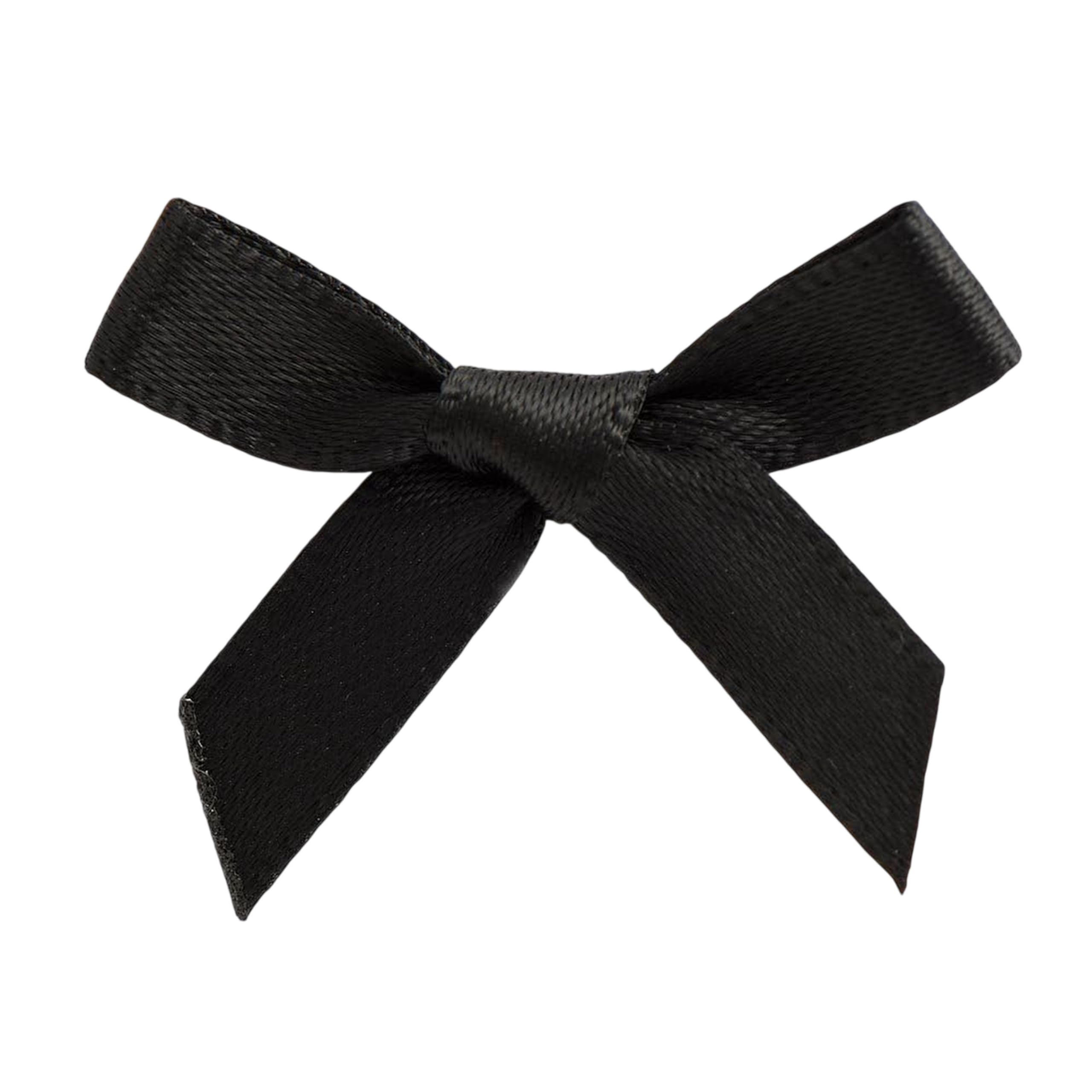 IItalian Options Mini Satin Ribbon Bows, Small Bow Decorations for Crafts, Gifts, Hampers, Hair Bow, Wedding Stationery, Floristry, Christmas, Cakes, Crafting, Black, 100 Pack, 3 cm