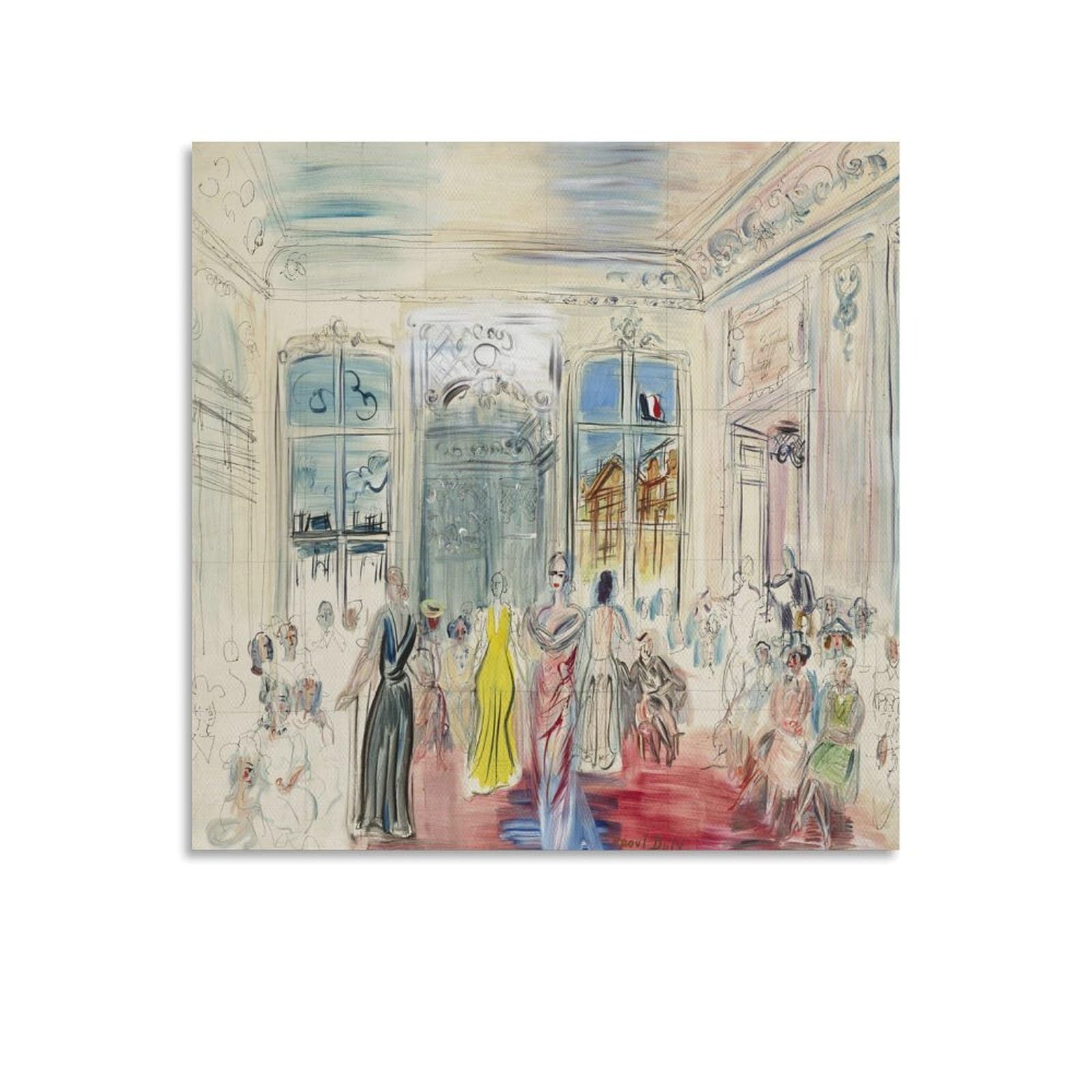 KLAGCBDF Raoul Dufy Une Présentation Chez Schiaparelli Artworks Canvas Poster Wall Art Prints Home Modern Decor 16x16inch(40x40cm)