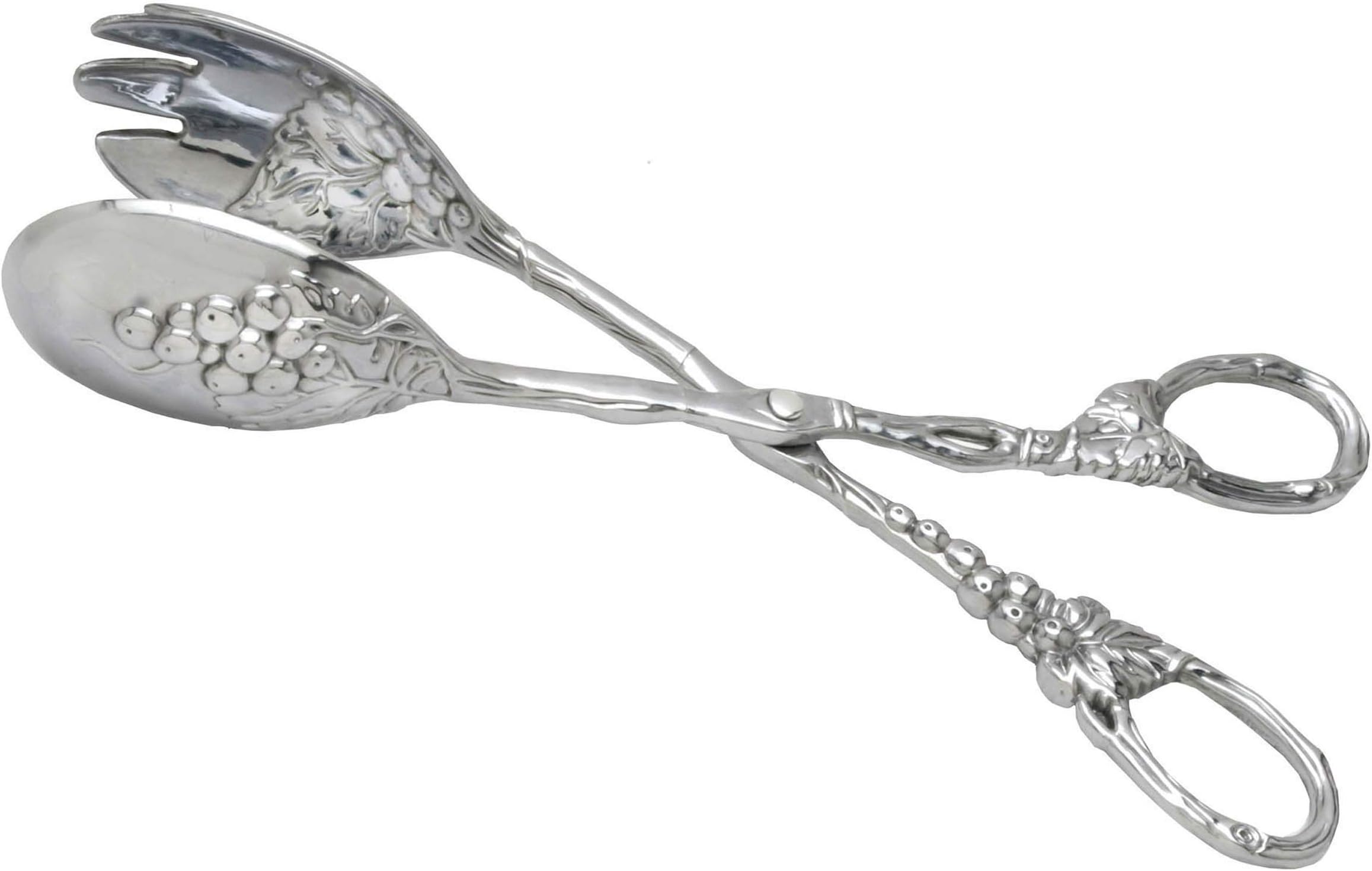 Designs Grape Pattern Heavy Duty Aluminum Serving Tongs, Polished Salad Servers, Buffet Party Catering Serving, Durable Salad Servers for Kitchen for Salad/Ice/Bread 10.5 inch Long