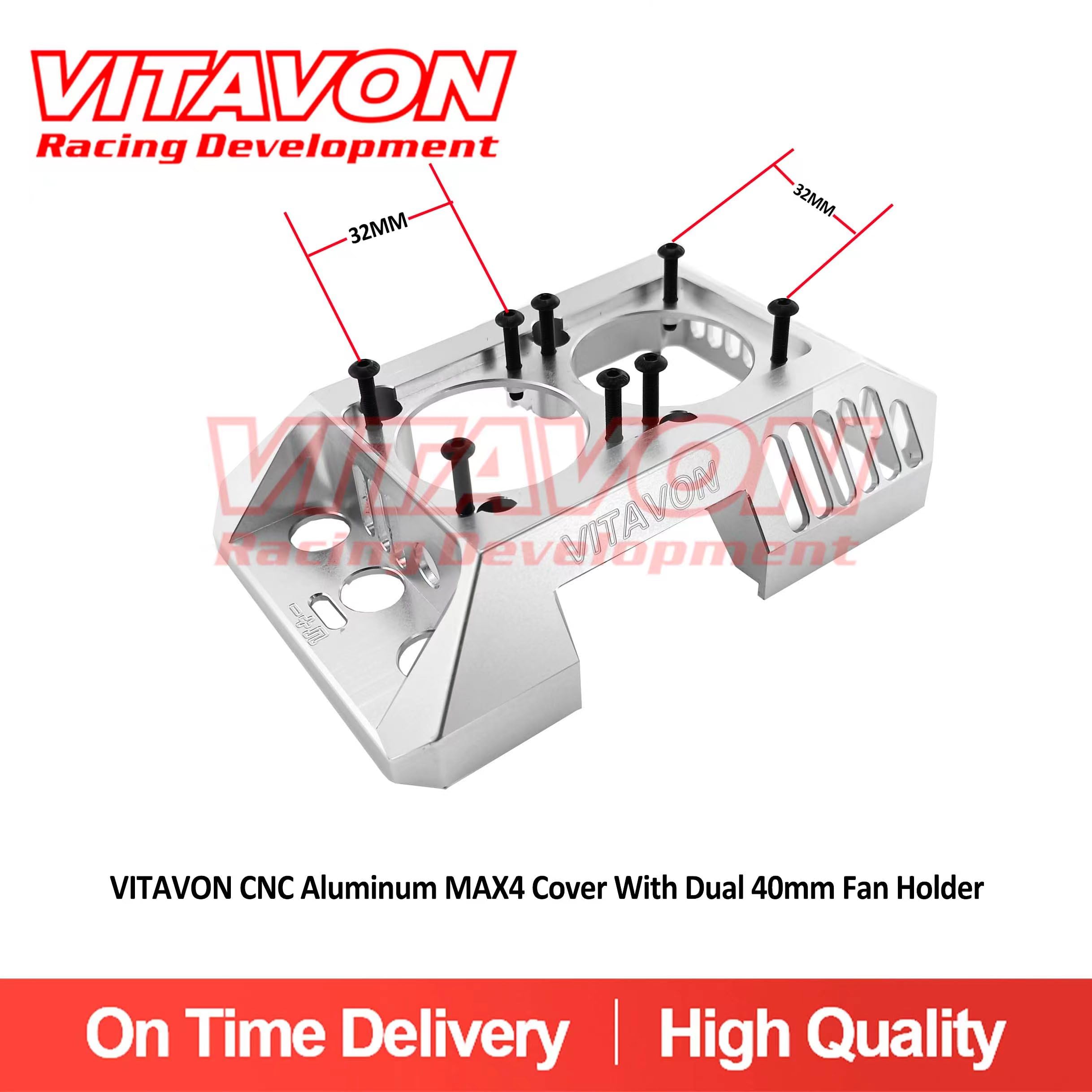 VITAVON CNC Aluminum MAX4 Cover with Dual 40mm Fan Holder for X-maxx XRT 5T Kraton 8S DBXL