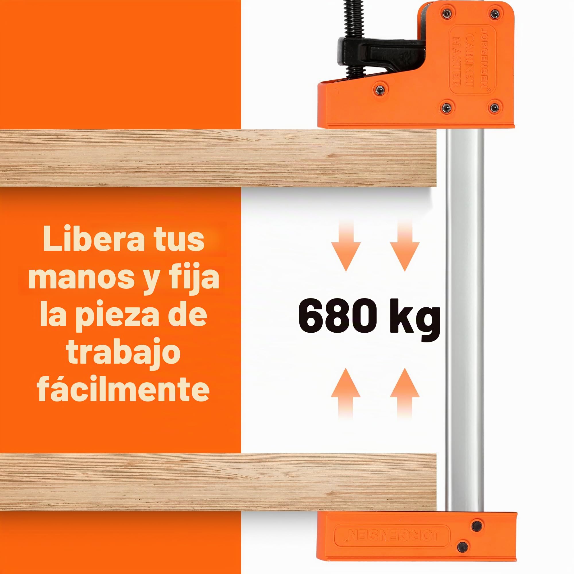 JORGENSEN 2-Piezas Sargento de Barra de 600 mm, Abrazadera de Barra, Juego de Sargentos Paralelos, Fuerza de Sujeción de 680 kg, para Carpintería, Madera, Bricolaje