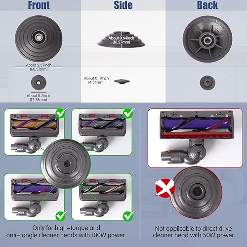 Miniatura 2 de Rueda de bola para cabezal limpiador de alto par de torsión de 100 W, compatible con Dyson V10 V11 V15 No. 970100-05, aspiradora de 100 W, cabezal