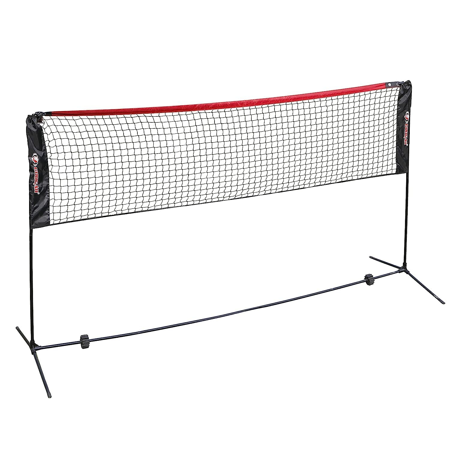 COUGAR Badminton Net Set, Portable Outdoor Badminton Net Set with Foldable Stand Steel Frame Poles and Carry Bag - 3 Meter
