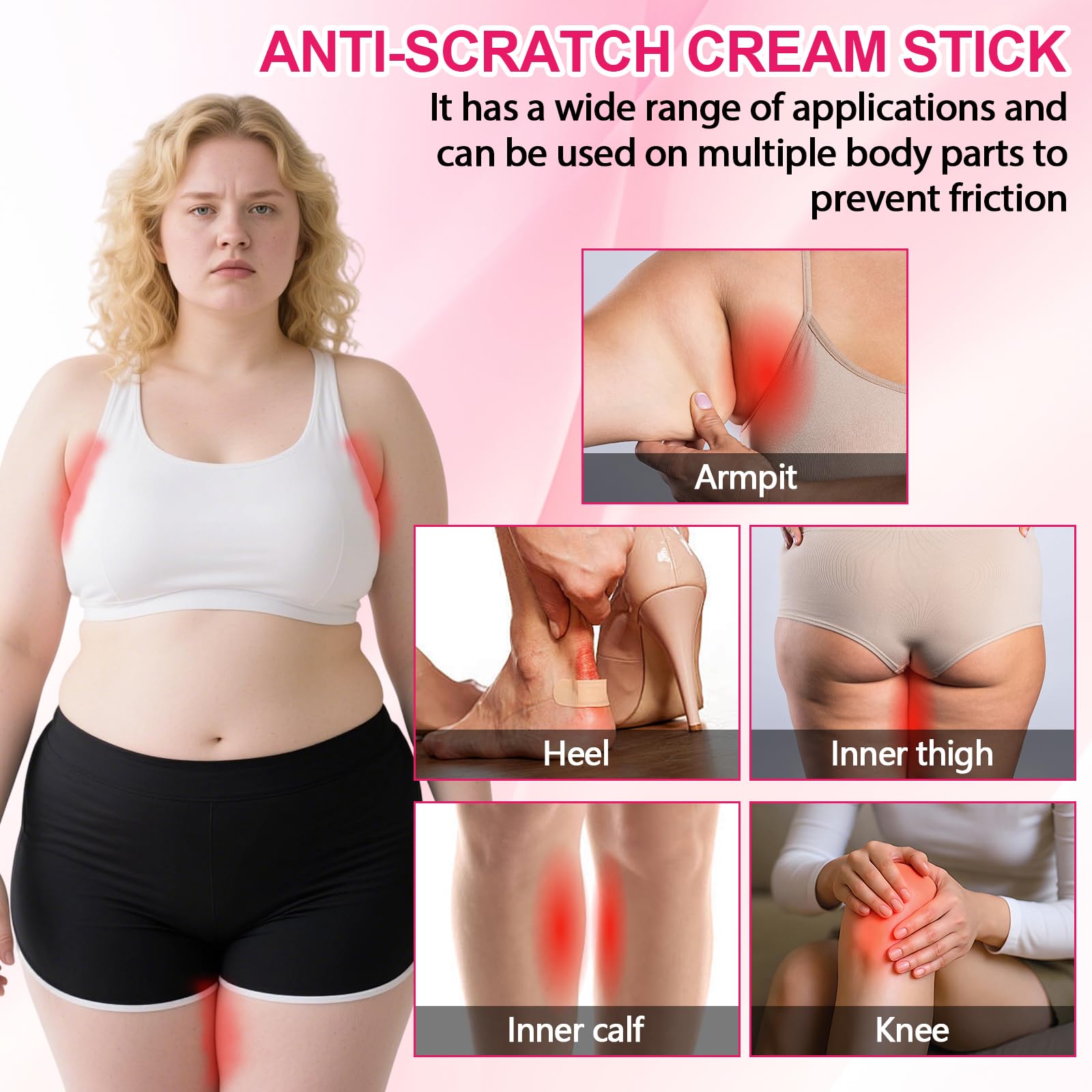 50g Stick Anti Frottement Cuisse, Anti Friction Stick, Crème Anti-friction pour Cuisses, ProtèGe Contre Le Frottement Des Cuisses, ImperméAble, Pour Les Sportifs Et Les Coureurs