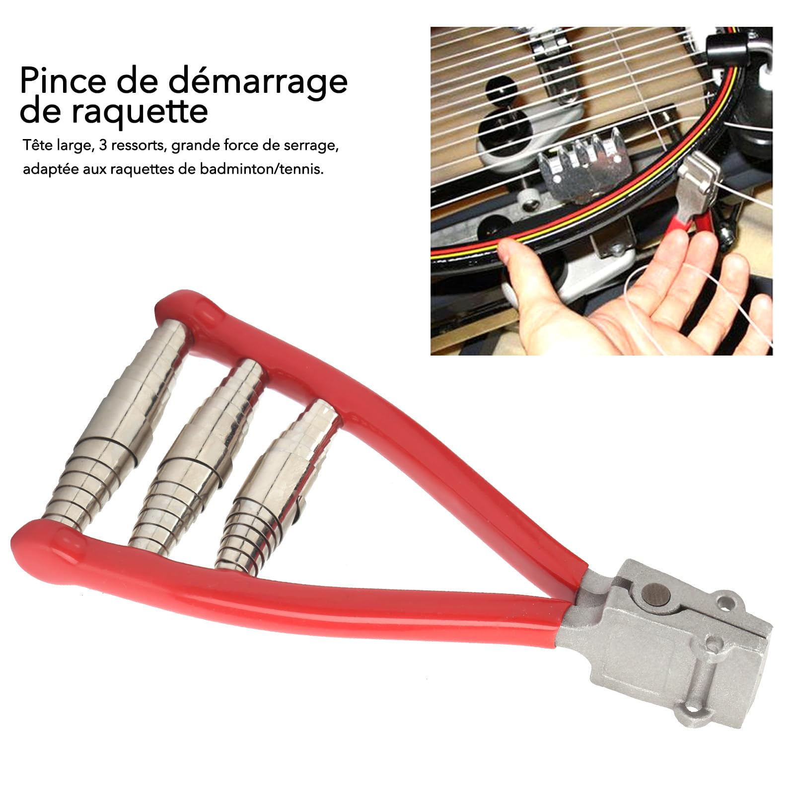 Pince Cordage Tennis - Machines et Outils de Cordage de Badminton - Pince de Démarrage de Raquette à 3 Ressorts pour Badminton et Tennis