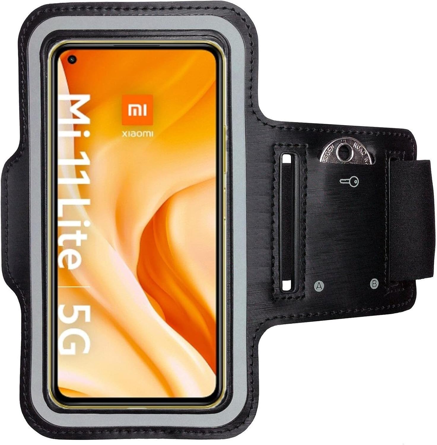 CoverKingz Brazalete movil running para Xiaomi 11 Lite 5G NE / Mi 11 Lite 5G - Funda movil correr con compartimento para llaves para 11 Lite 5G NE / Mi 11 Lite 5G -Porta movil running para color negro