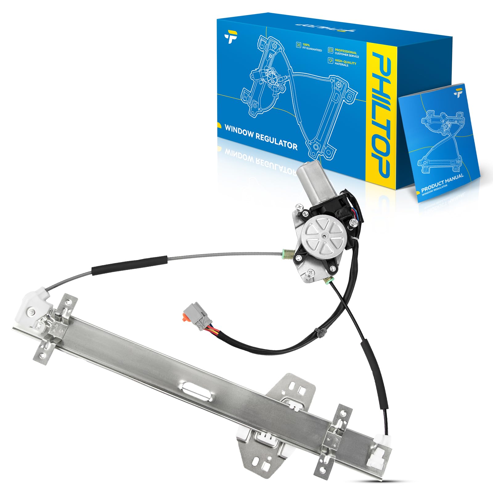 PHILTOP Front Left Driver Side 748-131 Power Window Regulator w/Motor