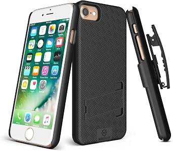 Shell Holster Combo Case Compatible with iPhone 8 and 7 Apple Holster, with Stand and Belt Clip - Black