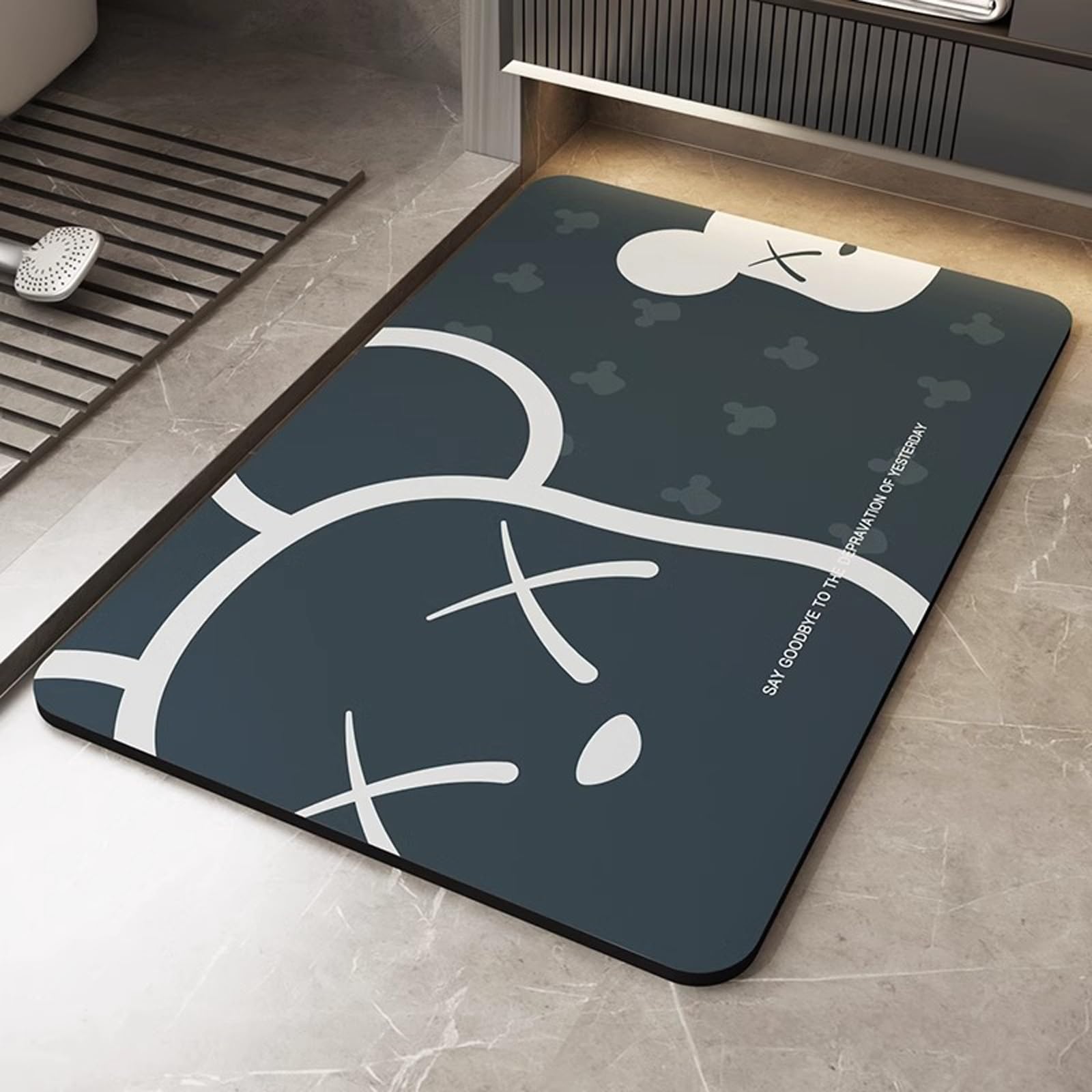 Tapis de douche super absorbant lavable pour porte de salle de bain