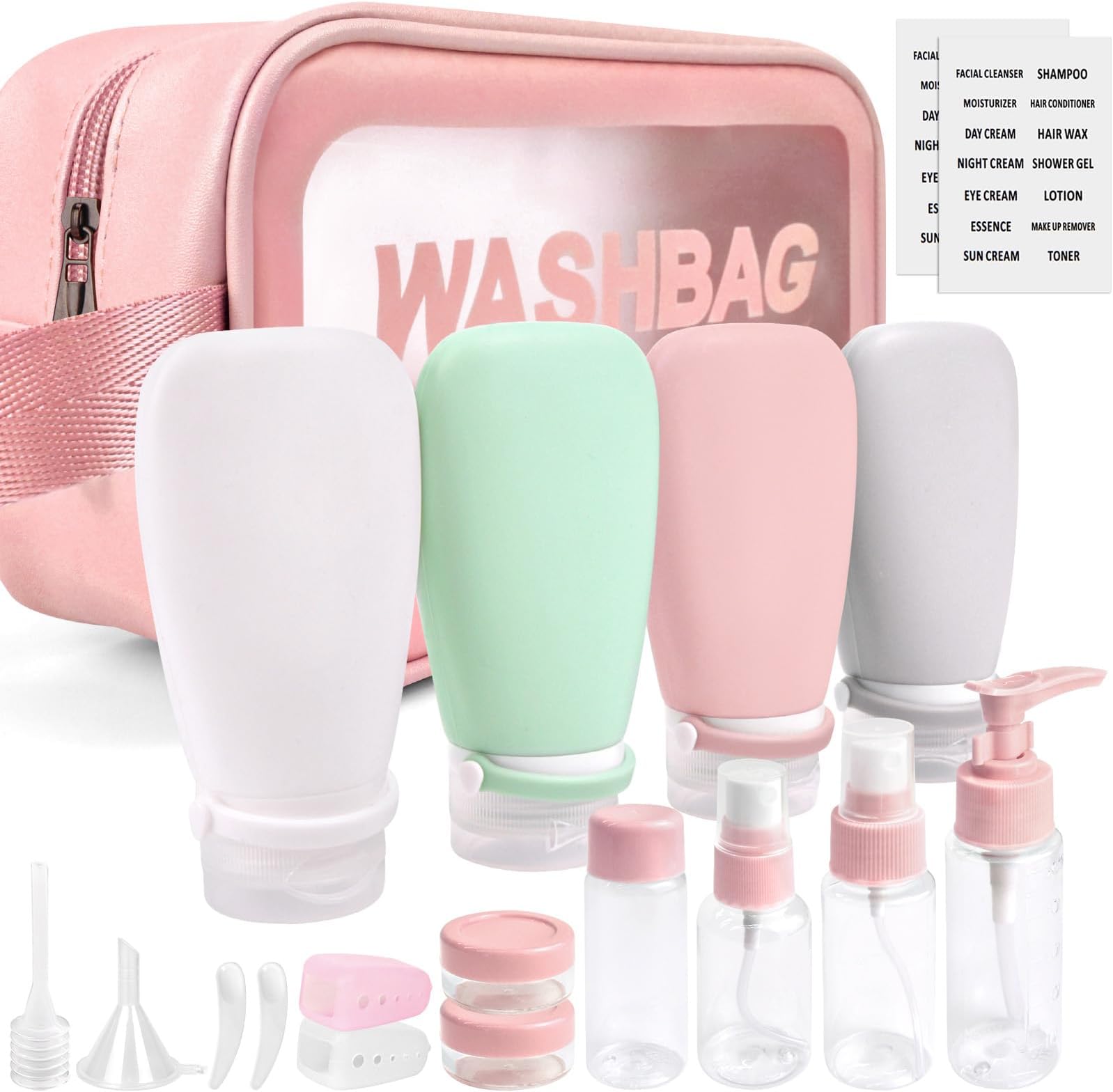 Noideeer 18 Pack Travel Bottle Set, 3oz Silicone Travel Containers, TSA Approved, BPA Free, with a Special Leak-Proof Design. Refillable Liquid Travel Size Toiletries Ideal.