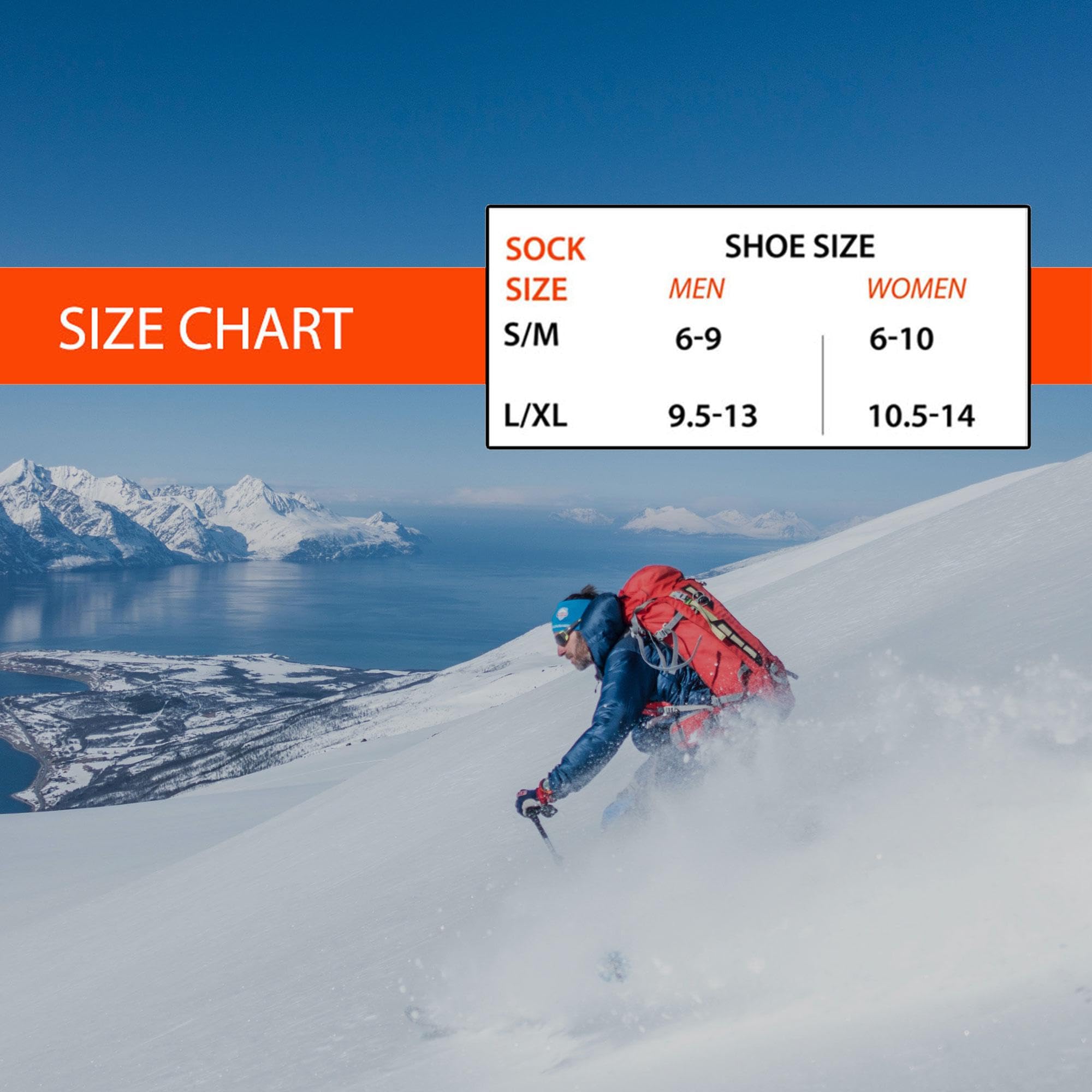 Value - Calcetines de esquí para hombre y mujer (snowboard, invierno, clima frío) - Negro - L/XL