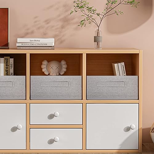 Miniatura 25 de JAKAGO Fabric Storage Bins set of 4 Rectangle Storage Baskets with Handle Foldable Closet Organizer for Clothes Towel bedding Books Collapsible