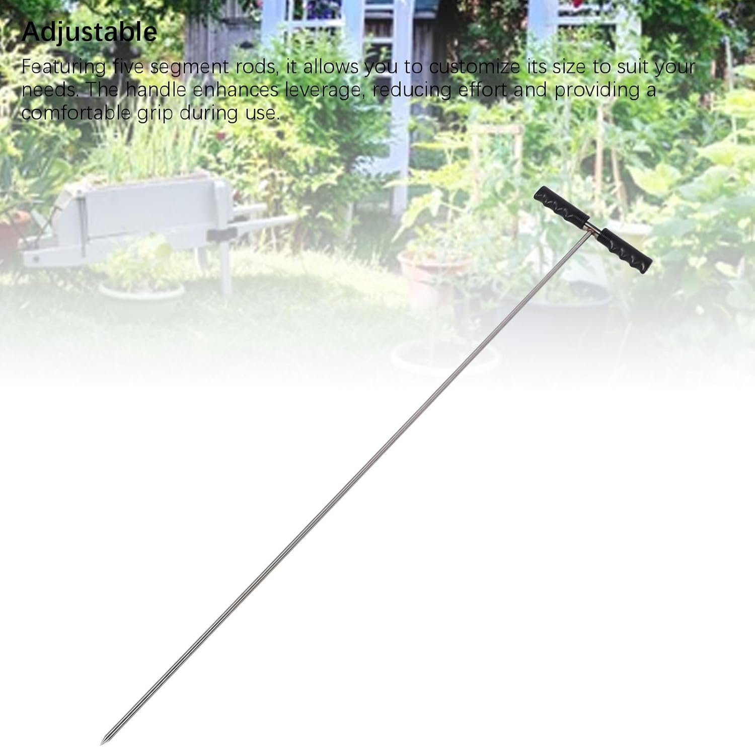 Stainless Steel Soil Probe Rod, 32 to 48 Inch Adjustable Ground Rod with T Handle for Locating Septic Tanking Underground Pipes Water Lines, Soil Sample Probes