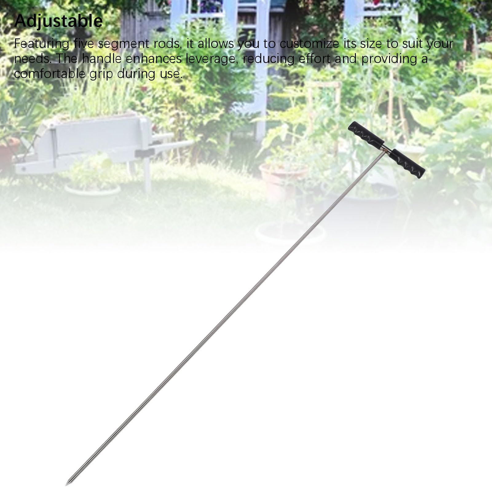 Bodensonde aus Edelstahl |32 bis 48 Zoll verstellbarer Stab zur Lokalisierung von Kläranlagen/Erdrohren/Versorgungsleitungen |Robuste Erdsonde mit durchdringender Spitze