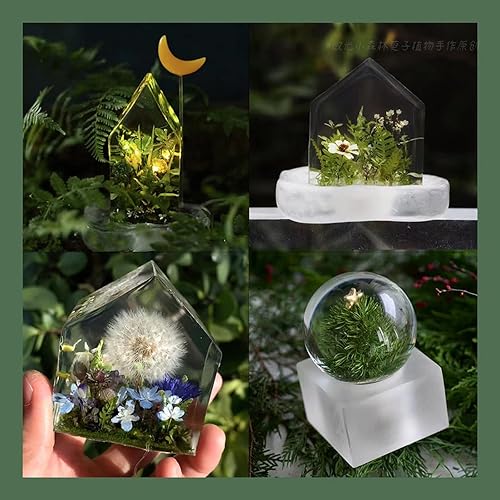 Miniatura 6 de Geometría Molde de resina en forma de casa Molde de resina epoxi DIY Joyería Fabricación de plantas Micro Paisaje Decoración Especímenes de resina