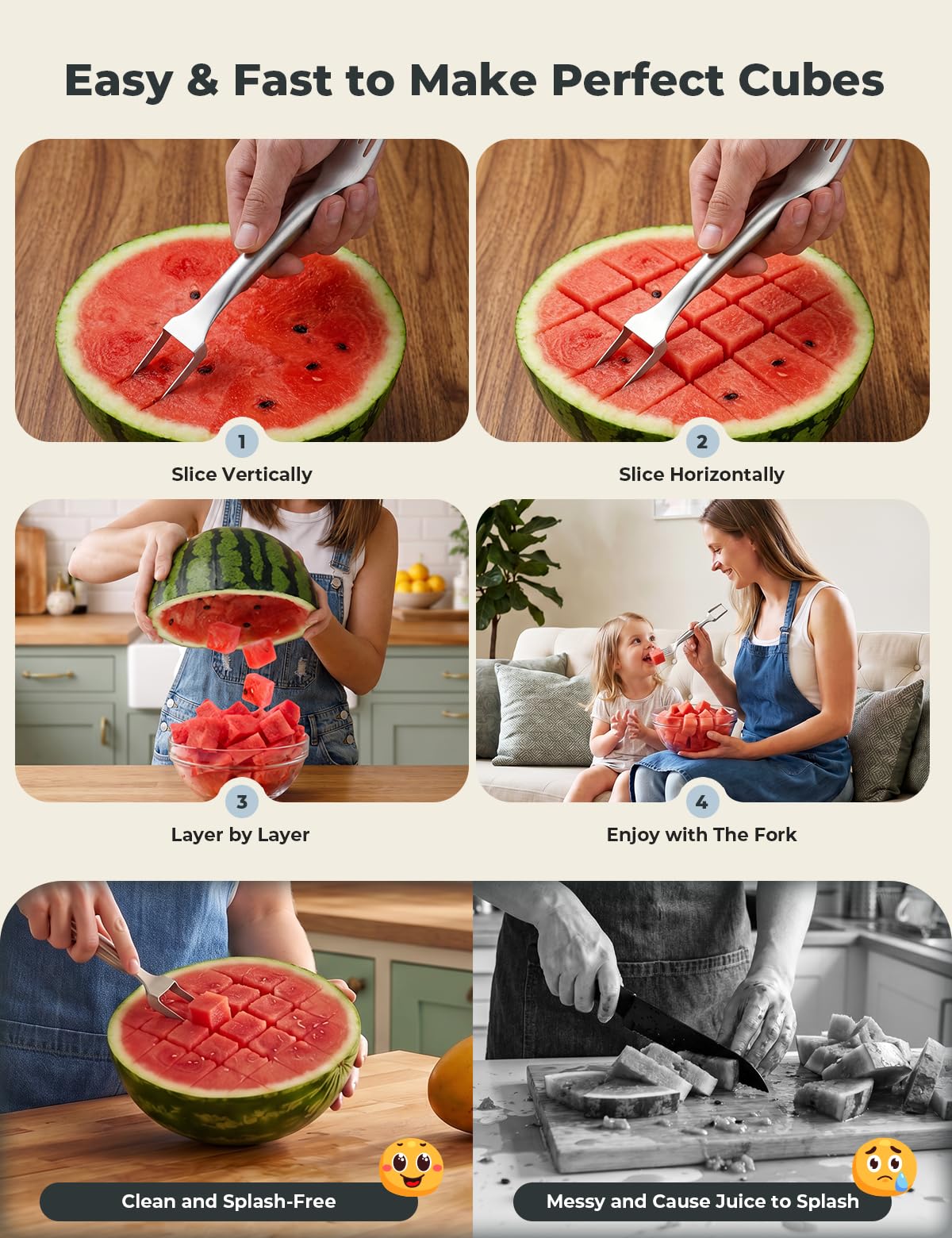 CripsTaste 2 Pack Stainless Steel Watermelon Cutter Slicer Watermelon Fork — Amazon image 2