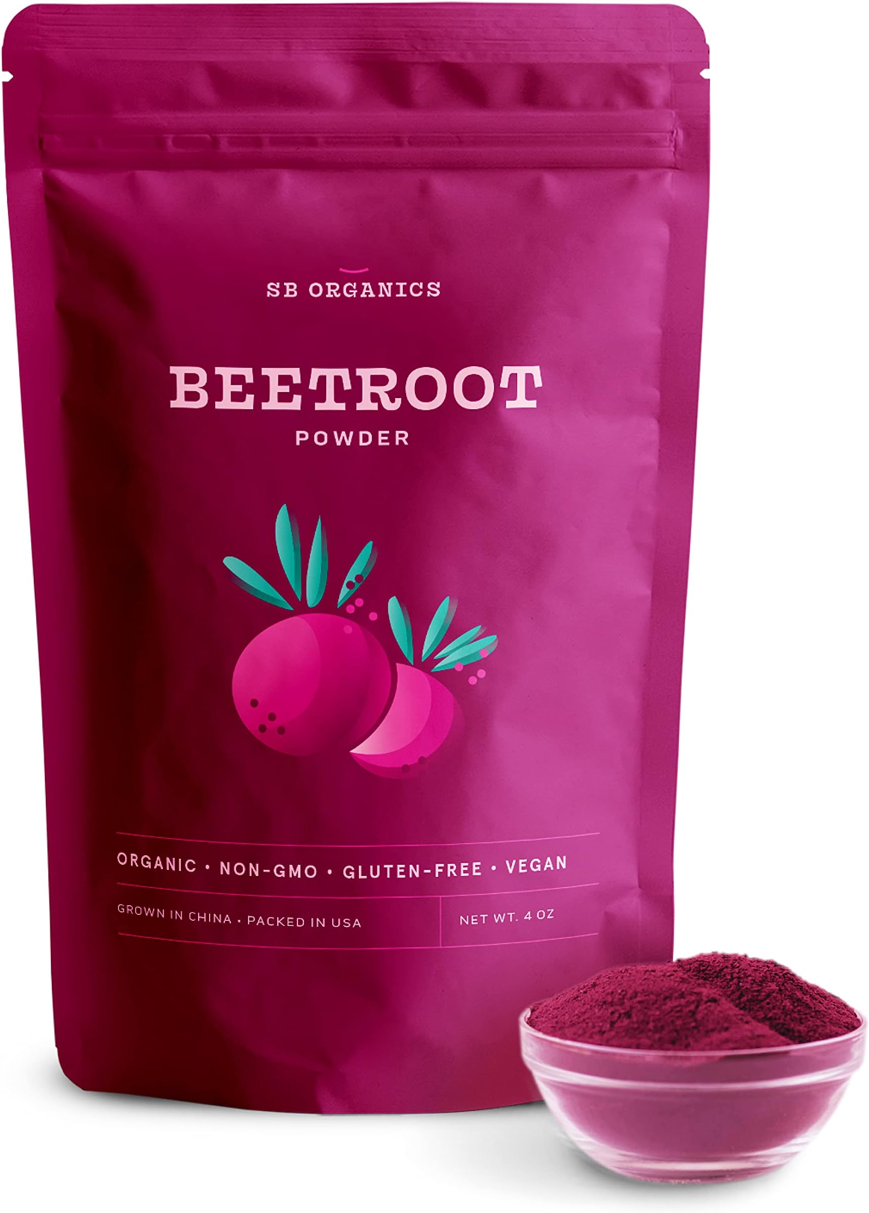 Sun Bay Foods Superfood Beetroot Powder with Fibers, Vitamins and Minerals - USDA Organic Non-GMO - 4 oz.