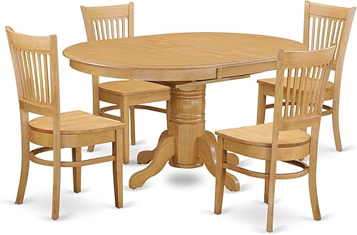 Miniatura 22 de East West Furniture Mesa y sillas de comedor Avon de madera de roble (7 piezas)