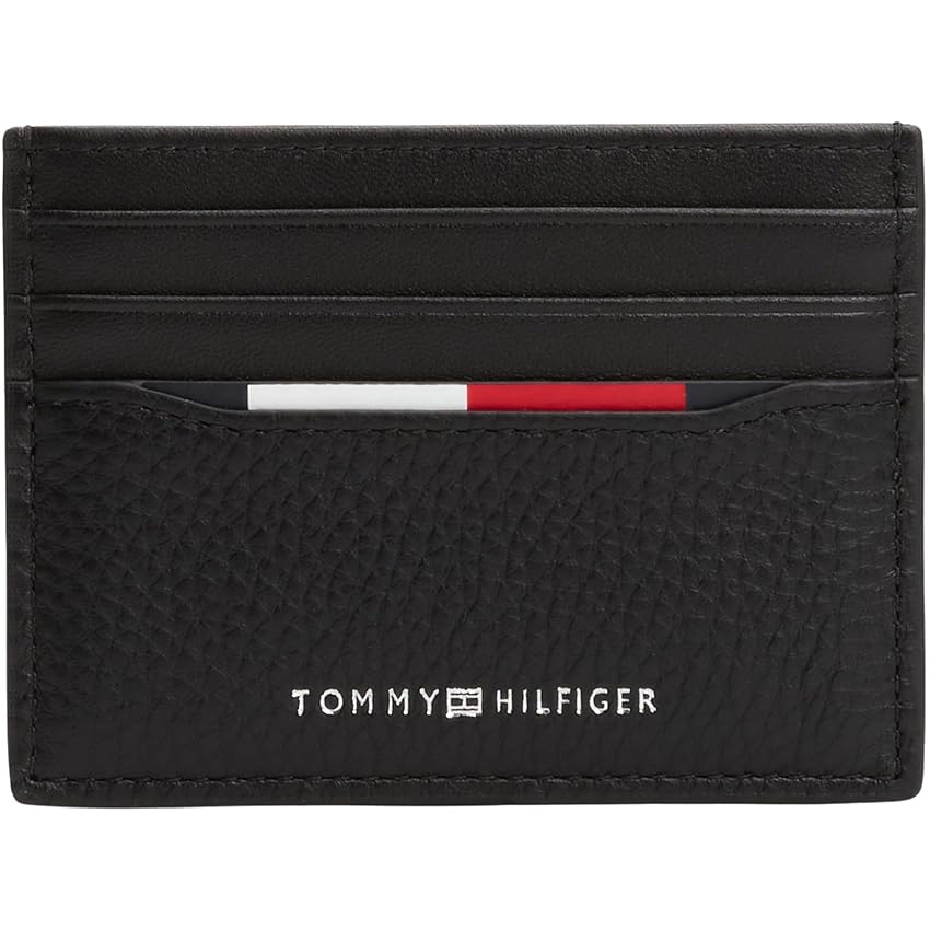 Tommy Hilfiger Uomo Porta Carte Central Finitura Zigrinata, Nero (Black), Taglia Unica