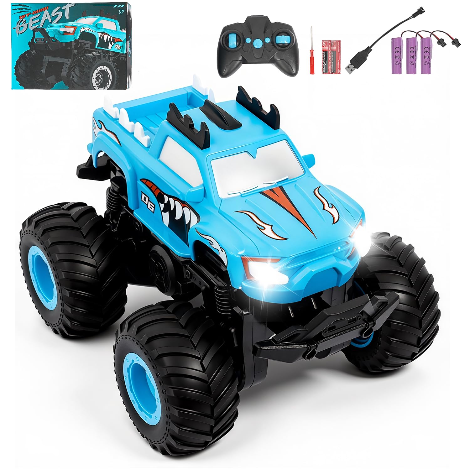Remote Control Car 1 24 Scale All Terrain Monster Truck Toys with LED Lights 2 4 Ghz Off-Road