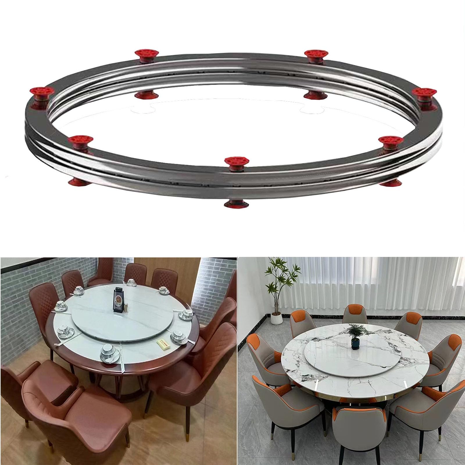 Tavolo da pranzo in acciaio inossidabile per Heavy Duty girevole 360 °, Lazy Susan Turntable, Tavolo da pranzo rotondo liscio giradischi (Stainless steel silver, 50cm/20in)