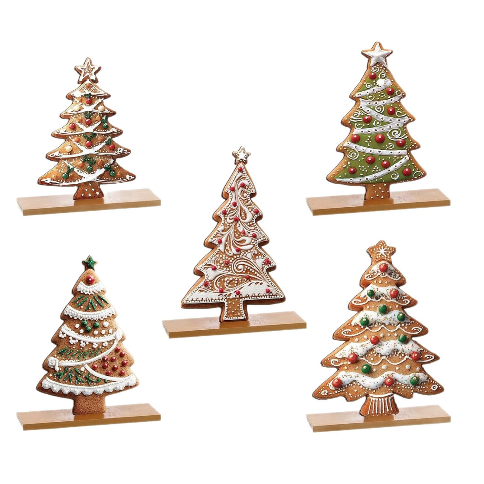 Tsophreniq Gingerbreads Christmas Tree Tabletop Decorations Wooden Sign Table Centerpieces for Mantel Shelf Christmas Tabletop Decorations