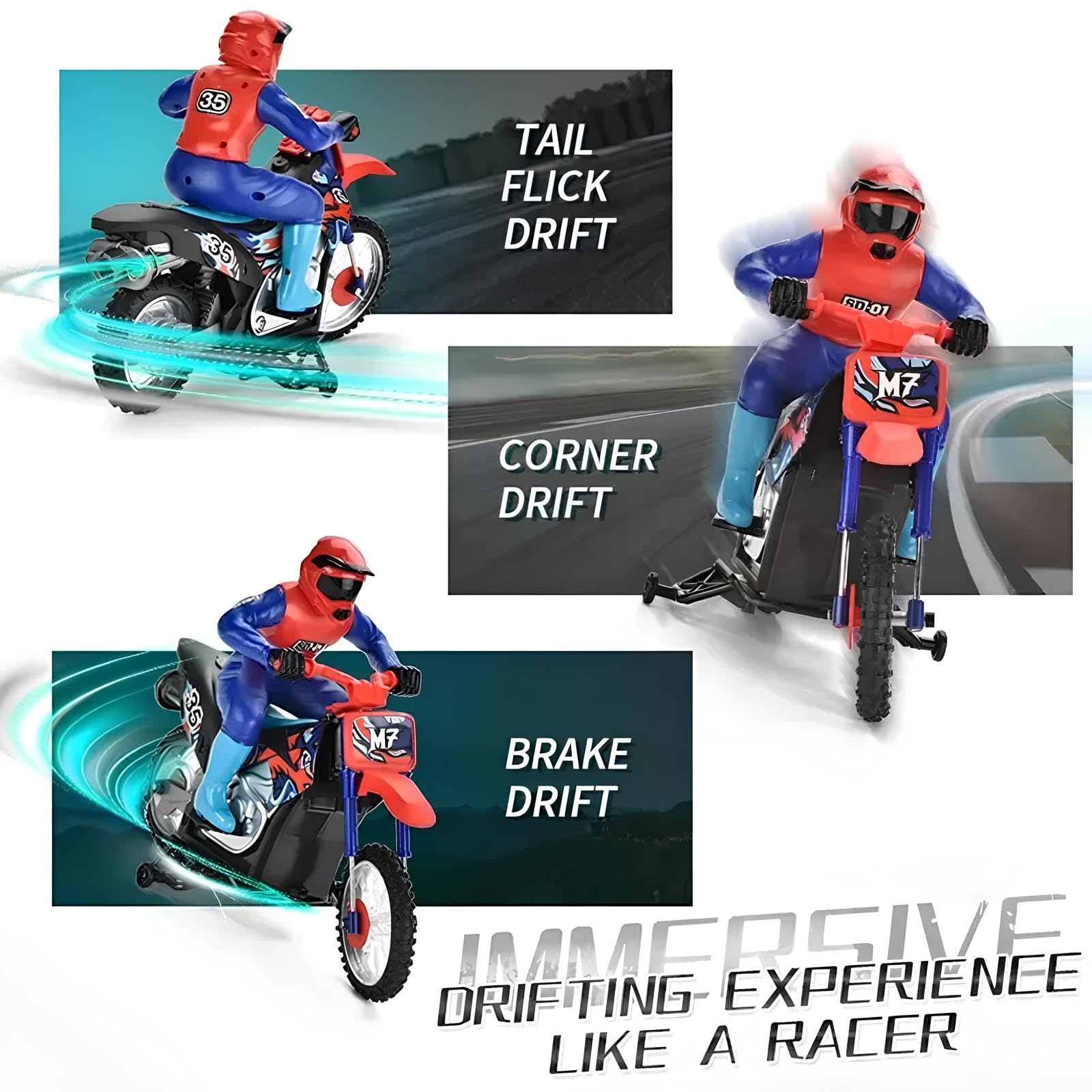 Moto Radiocomandata Gigante per Bambini Moto con Pilota Telecomandata MotoCross con Effetto Fumo Marmitta Maxi Scala 1:10 con Luci Battery Pack Sprint Super Veloce Motocicletta Acrobatica Drifting