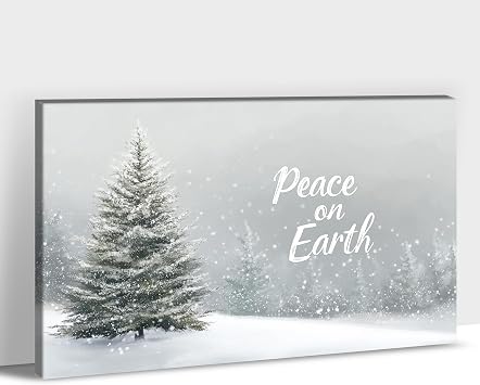 TIMUBA Large Christmas Tree Wall Art Framed - Peace on Earth Christmas Pictures Wall Decor, Winter Scene Canvas Wall Art for Living Room, Holiday Prints Artwork Wrapped Canvas Print, 2840 inches