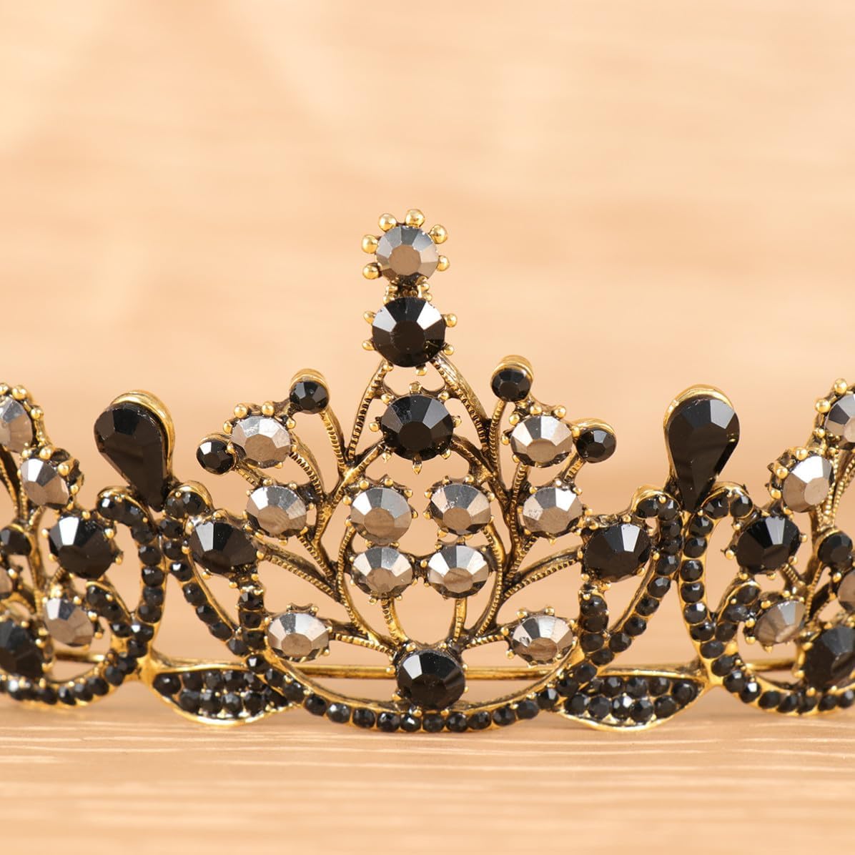ABOOFAN Black Rhinestone Crown for Women, Classic Baroque Queen Headpiece