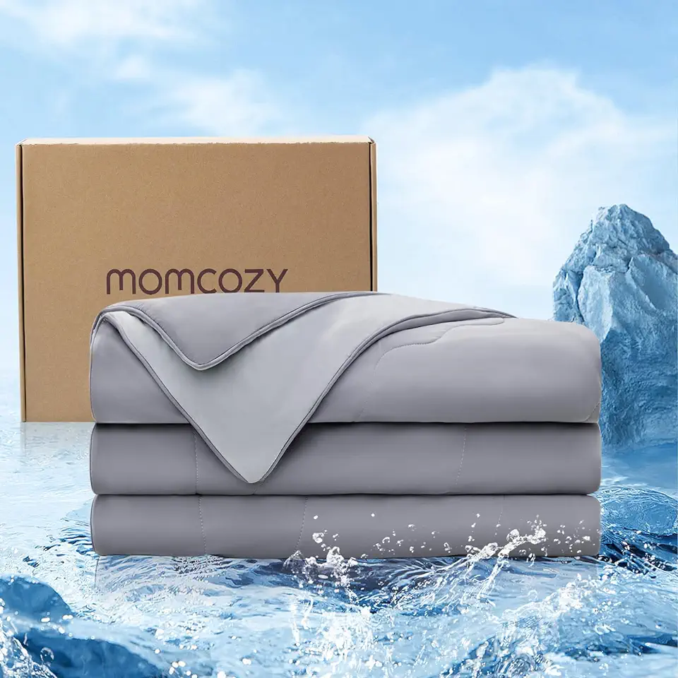 Momcozy CoolMurm Cooling Comforter for Hot Sleepers, King/Cali King 106"x90" Pregnancy Cooling Blanket, All-Season Lightweight Soft Breathable Cooling Quilt Duvet, Stay Cool All Night, Dark Light Grey