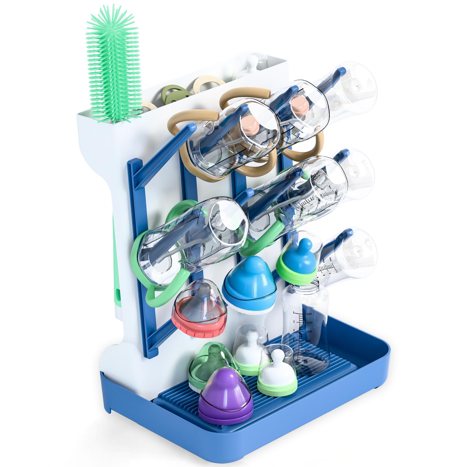 Seche Egouttoir Biberon Bebe égouttoir Biberons Porte Biberon Accessoires Vertical Peu Encombrant pour Ranger et Nettoyage sans Bpa (Bleu)