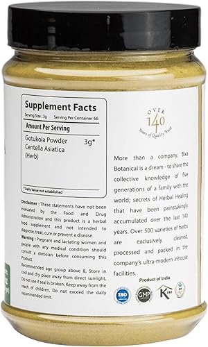 Miniatura 3 de bixa BOTANICAL Gotu Kola Powder (Centella Asiatica) | Suplemento herbario natural ayurvédico | Calidad premium pura auténtica | Mejora la salud