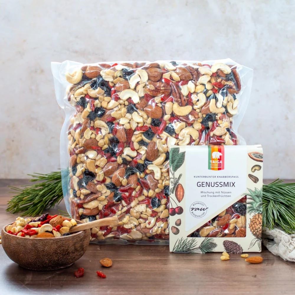 TAIGA Naturkost - Genussmix - Anti-Oxy - Bio - 225g - Edelnussmix – Eine edle Auswahl feiner Nüsse für höchsten Genuss (1kg, Genussmix)