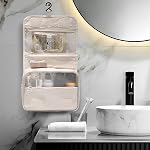 Foldable Travel Toiletry Bag - Waterproof Hanging Cosmetic Organizer with Clear Panel, Portable Makeup Pouch for Shower & Airplane Essentials