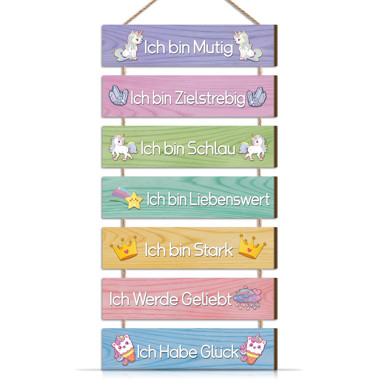 ANHUIB Schild Einhorn Wandkunst Inspirierende Wandschilder für Mädchen Einhorn Wanddeko für Kindzimmer Positive Affirmationen Deko Inspirierende Zitate Wandbild Regenbogen Schild mit Spruch Geschenk