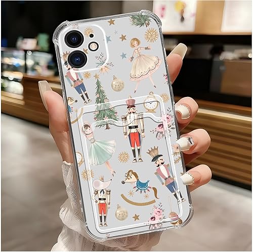Miniatura 7 de Branwen Funda para iPhone 11 de 6.1 pulgadas, diseño de cascanueces y bailarina, cartera transparente a prueba de golpes, funda de bolsillo de TPU