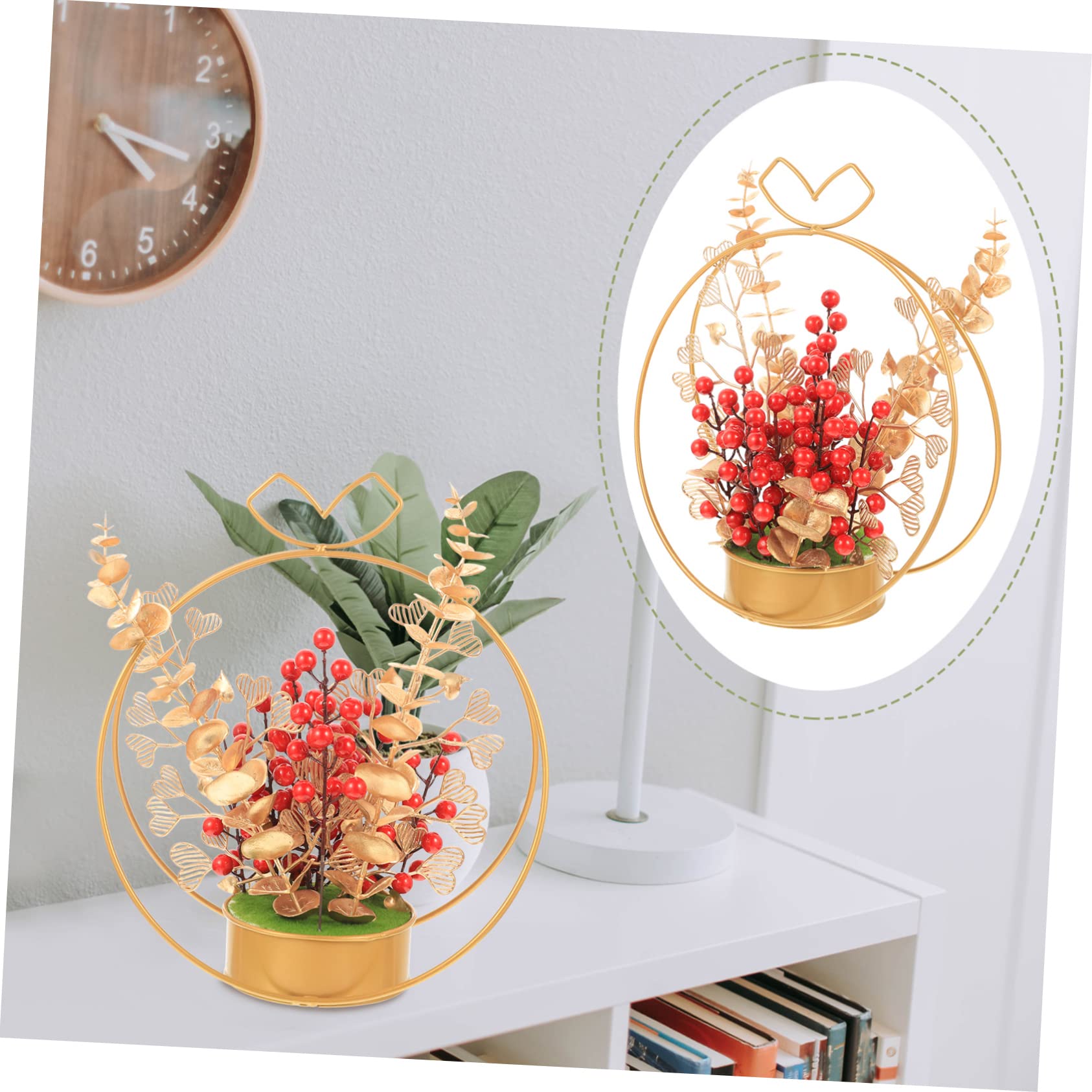 PRETYZOOM 2St künstlicher Blumenkorb Tischdeko aus roten Beeren Weihnachtsrote Beeren Hochzeitsdekoration Tischdekoration Heimdekoration Brautduschengeschenke der roten Desktop-